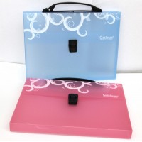 Office stationery tranparent color plastic pp file bag with handle